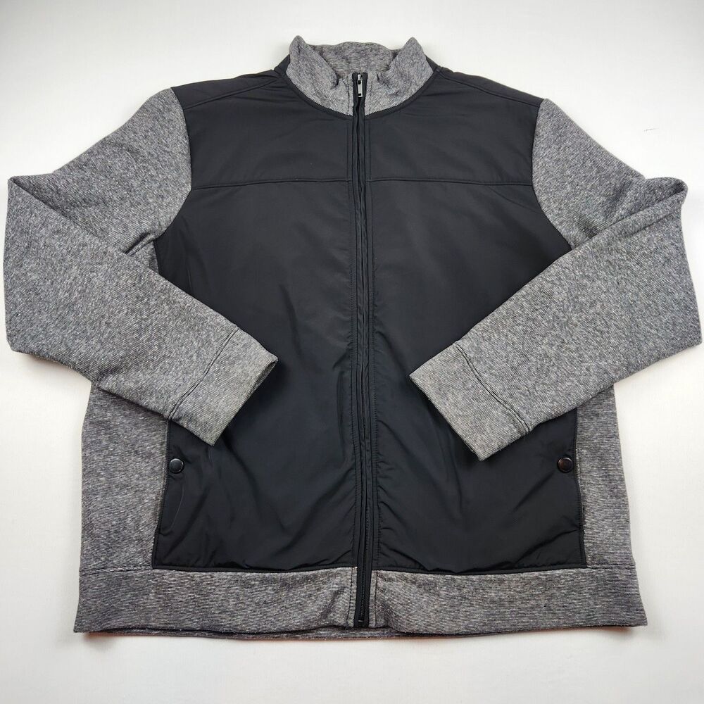 Apt.9 Mixed media Full-Zip Jacket Mens XL Black/Gray Pockets Everyday Casual